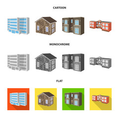 Isolated object of facade and housing icon. Set of facade and infrastructure vector icon for stock.