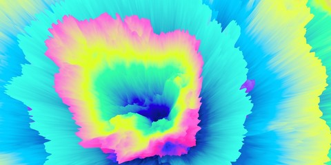 Color explosion. Paint splash wallpaper. Multicolor glow. Fluorescent. Space. Galaxy. Neon. Fractal. 3d illustration. Imagination. Fantasy.