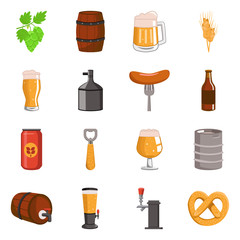 Vector design of beer and bar logo. Collection of beer and pub stock vector illustration.