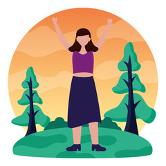 Obraz na płótnie Canvas celebrating woman in the outdoors