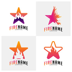 Set of Fire Stars Logo Vector. Logo design inspiration vector icons