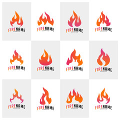 Set of Fire flames Logo Vector. Logo design inspiration vector icons