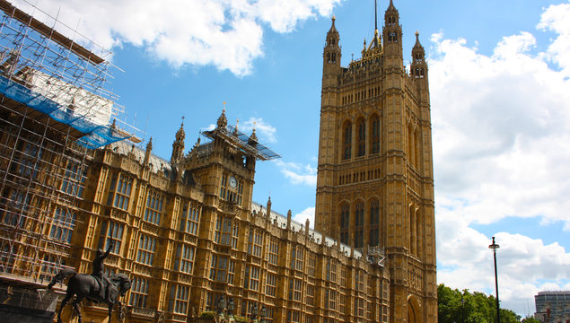 headquarters of the two chambers of parliament in Westminster in London