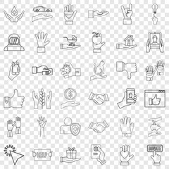 Document icons set. Outline style of 36 document vector icons for web for any design