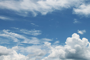 Blue sky with white clouds.