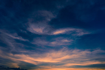 colorful dramatic sky with cloud at sunset