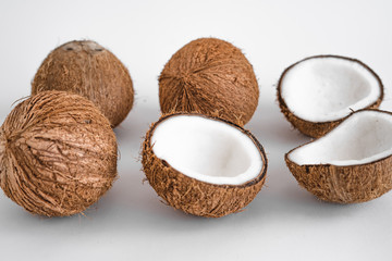 Close-Up Of Coconut Against White Background