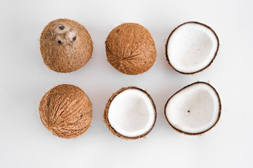 Close-Up Of Coconut Against White Background