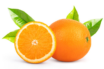 Fresh orange isolated on white background