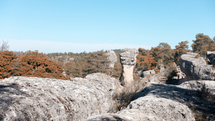 Natural place formed by vegetation and rocks with shapes caused by erosion