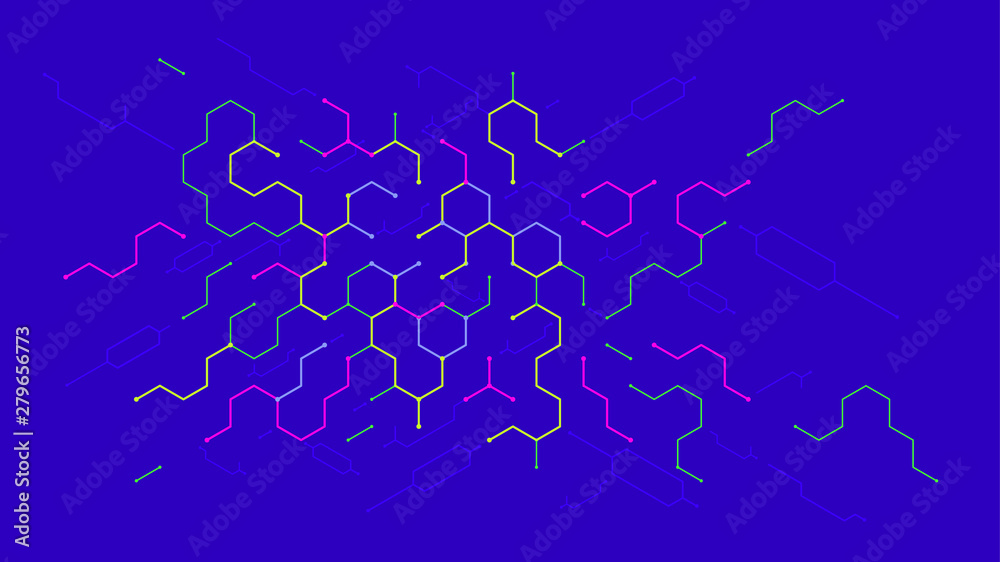 Wall mural digital geometric hexagon elements abstract background