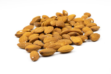 Almonds nuts isolated on a white background.
