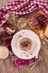 Risotto with red radicchio.