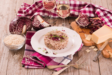 Risotto with red radicchio.