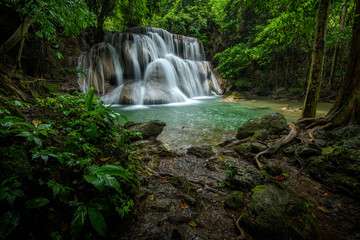 Beautiful waterfalls, Huai Mae Khamin waterfalls on rainy season , Kanchanaburi, Thailand