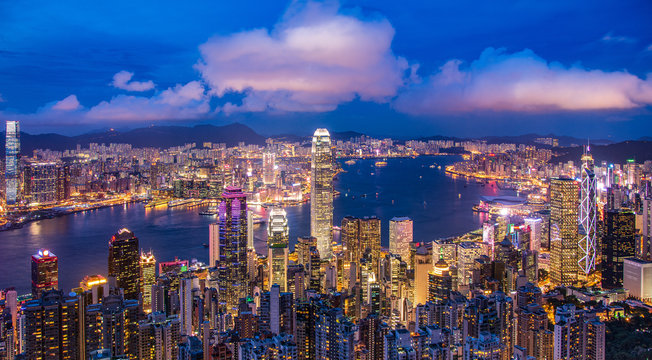 Hong Kong night view from the Victoria Peak