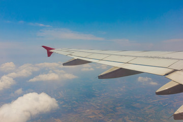 Fototapeta premium plane flew in bright sky