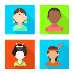 Isolated object of nation and race symbol. Collection of nation and user stock symbol for web.