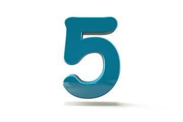 3D number with white background,number 5