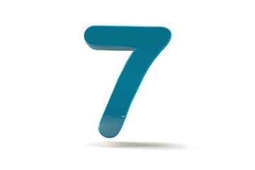 3D number with white background,number 7