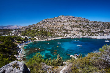 Anthony Quinn Bay on the island of Rhodes, Greece .