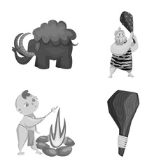 Vector illustration of survival and history symbol. Set of survival and prehistory stock symbol for web.