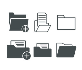 Modern folder black icon sets on white background
