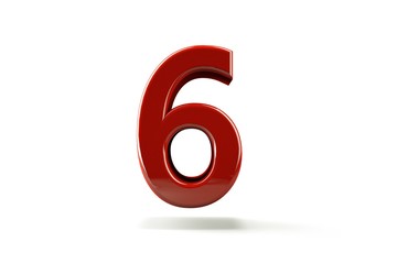 3D number with white background,number 6
