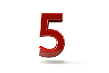 3D number with white background,number 5