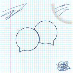 Blank speech bubbles line sketch icon isolated on white background. Vector Illustration