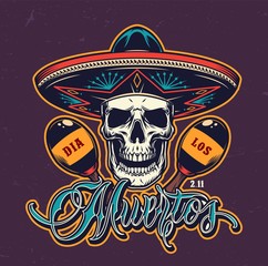 Mexican Day of Dead colorful logotype