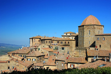 Panorama of the medieval city of Volterra, Italy