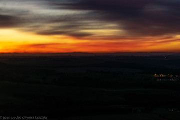 sunset over city
