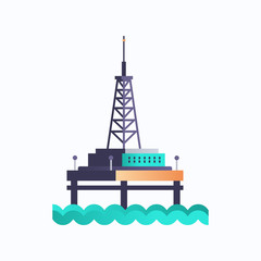 sea platform icon industrial offshore rig drilling facility power station environment and energy element oil industry concept white background flat