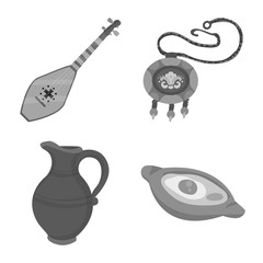 Vector illustration of attributes and tourism symbol. Set of attributes and national stock symbol for web.