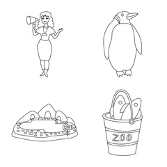 Vector illustration of entertainment and forest icon. Set of entertainment and park stock vector illustration.