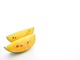 Watermelon red, yellow on a white background