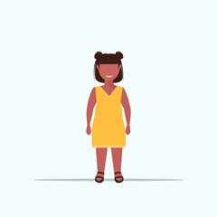 overweight smiling girl over size child standing pose unhealthy lifestyle concept obese african american female cartoon character full length flat white background