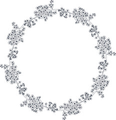 Branch with many small flowers in circle, round ornament vector illustration, element for card, web, invitation, greeting cards, design