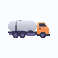 gas or oil tanker truck icon land transport logistic industrial transportation concept flat white background