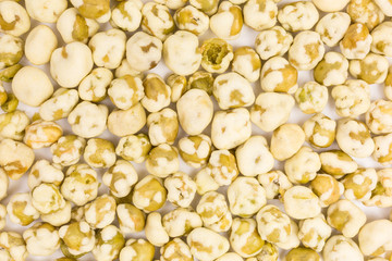 background of crunchy peas with sea salt as a healthy snack