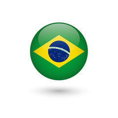 Brazil flag round glossy