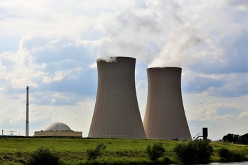 nuclear power plant on background of blue sky