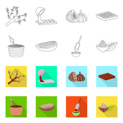 Isolated object of food and yummy logo. Set of food and brown vector icon for stock.