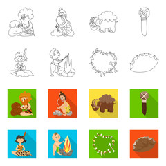 Vector illustration of evolution and prehistory symbol. Collection of evolution and development stock symbol for web.