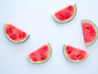 Sliced watermelon on white background