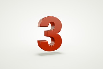3D number with white background,number 3