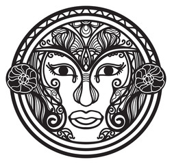 Abstract mandala Inca Maya civilizations graphic design decorative elements isolated on white color background for ancient geometric concepts