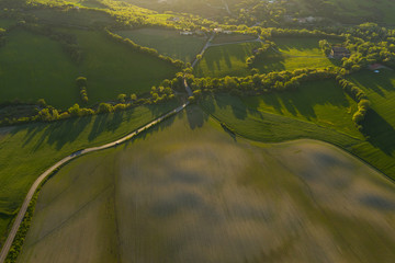 Beautiful aerial view of the scenic landscape of Tuscany.