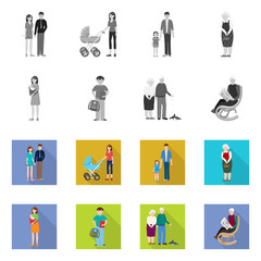 Vector design of character and avatar icon. Collection of character and portrait stock vector illustration.